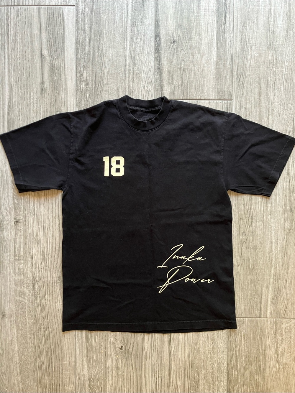 Inaka Power Black Short-Sleeve Tee with '18' and ‘IP’ Graphic, Men’s Medium